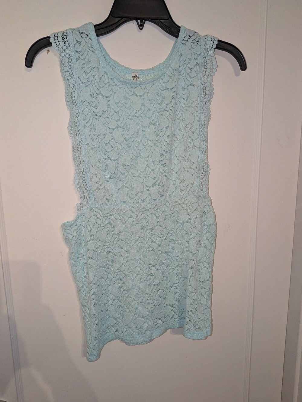 Free People Size L Light Blue Lace Tank..Summer Vibes